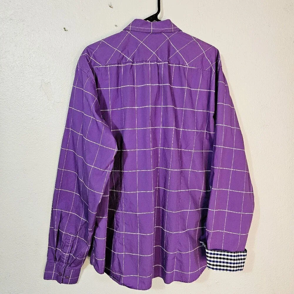 Coofandy VTG Men's Lilac Casual Shirt Contrasting Turn Back Cuffs Size  XXXL